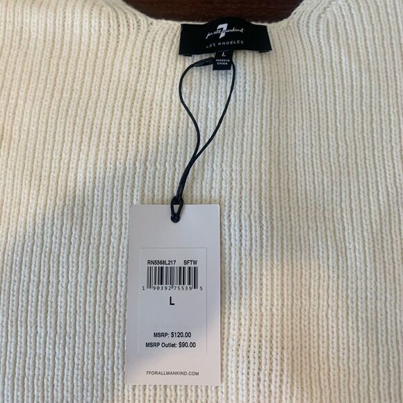 Seven all mankind button up tank in white cotton blend size L , NWT - Picture 5 of 7